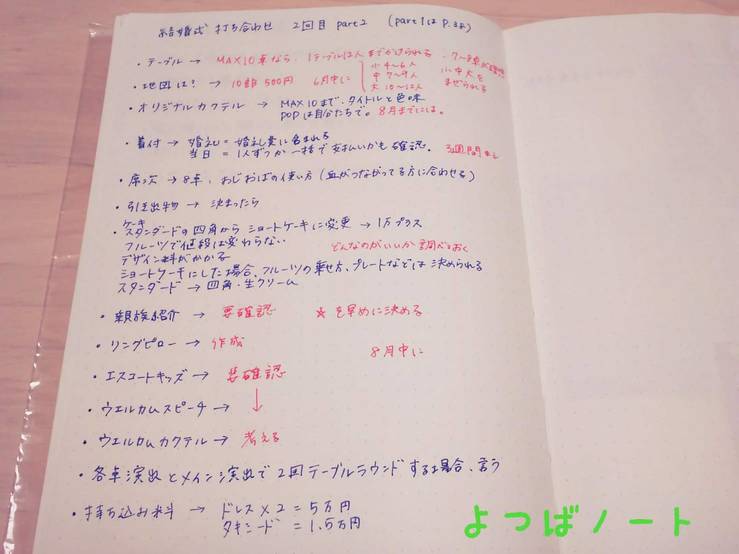 結婚準備 ウェディングノートの作り方 ６つのポイント よつばノート